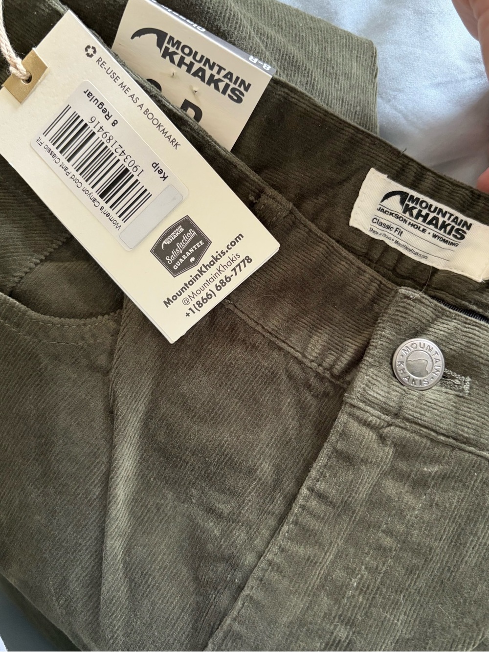 SPORTING LIFE MOUNTAIN KHAKIS Canyon Cord Pant Classic Fit (8 Regular)